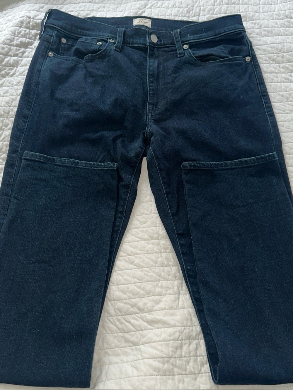 J.Crew 770 Straight Fit Mens Dark Wash Blue Denim Jeans 34x32 Cotton Stretch
